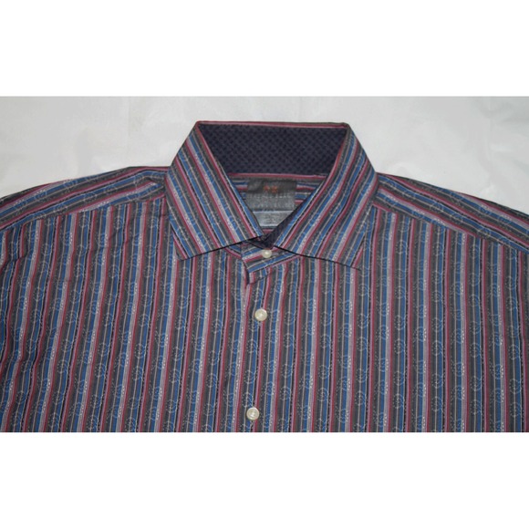 Thomas Dean Mens Long Sleeve‎ Button Front Flip Cuff Shirt Size XL - Picture 6 of 11